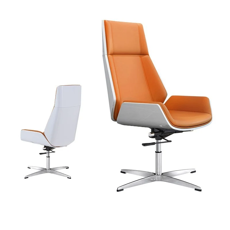 Modern Minimalist PU Leather Plywood Steel Rectangular Desk Chair Swivel Adjustable Height For Home & Office