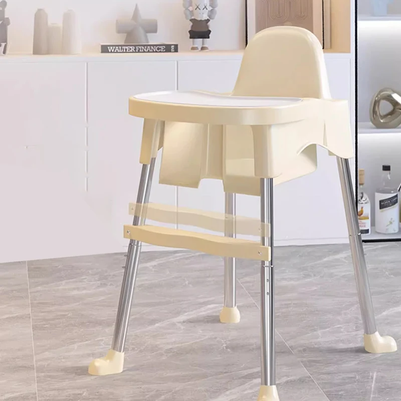 Modern Minimalist Liftable Arc Trapezoid Stainless Steel PU Leather PP Kids Dining Chair Backrest Armrest For Dining Room
