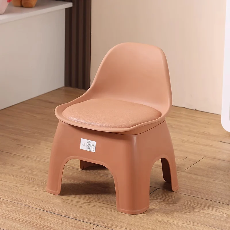 Modern Minimalist Waterproof Arc Square Plastic Kids Low Stool Backrest Armless For Living Room