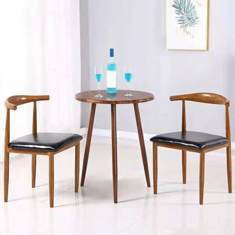 Contemporary Round and Wooden Square Dining Table for 2 People