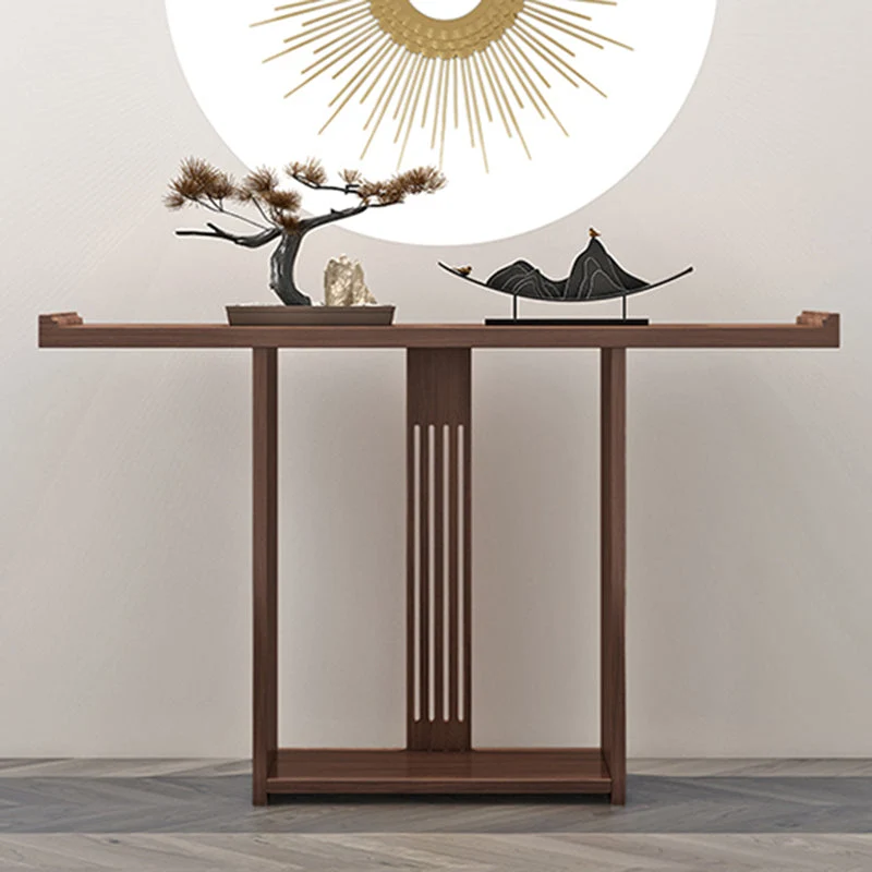 Rectangle Contemporary Console Table Wood Console Sofa Table in Black/Brown/Natural