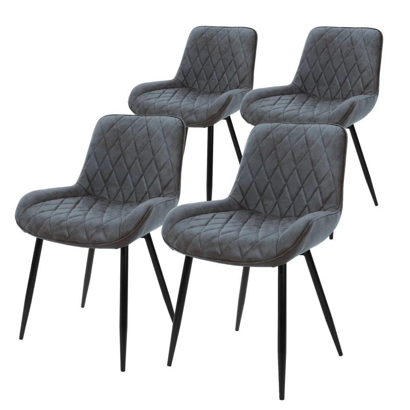 4er Set Esszimmerstühle Anthrazit Kunstlederbezug Küchenstuhl Lounge Wohnzimmer