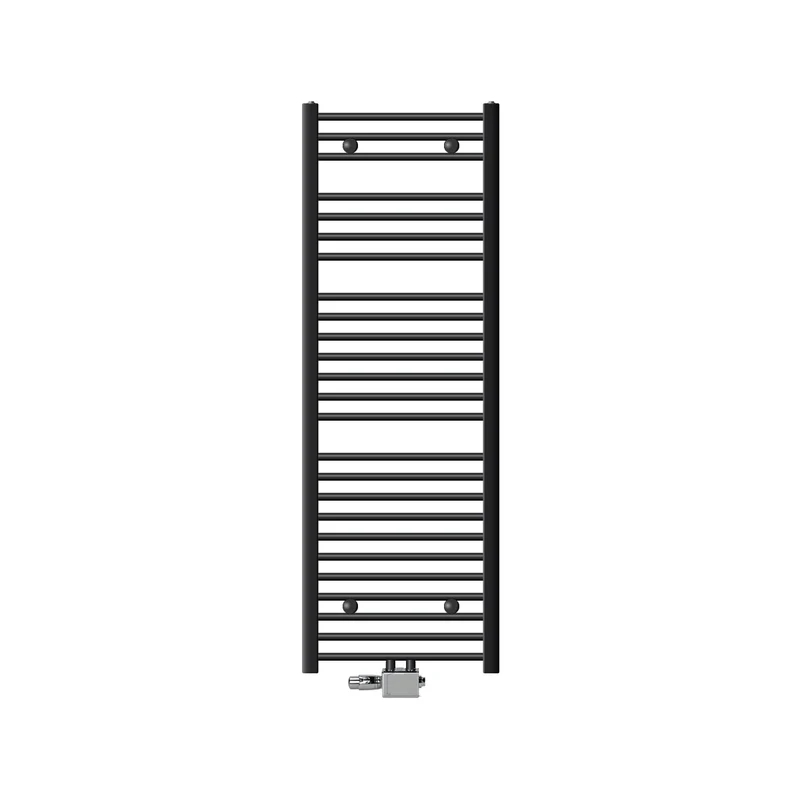 Badheizkörper Mittelanschluss 500x1500 mm Anthrazit gebogen mit Universale Anschlussgarnitur LuxeBath