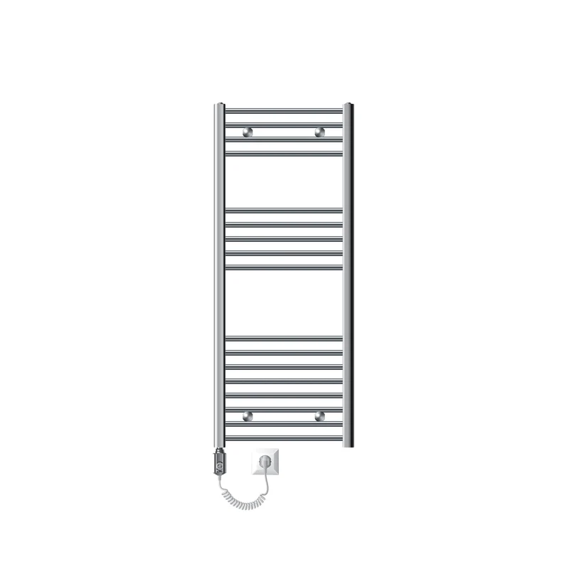 Elektrischer Badheizkörper mit Heizstab 1200W 500x1200 mm Chrome gebogen mit Seitenanschluss LuxeBath