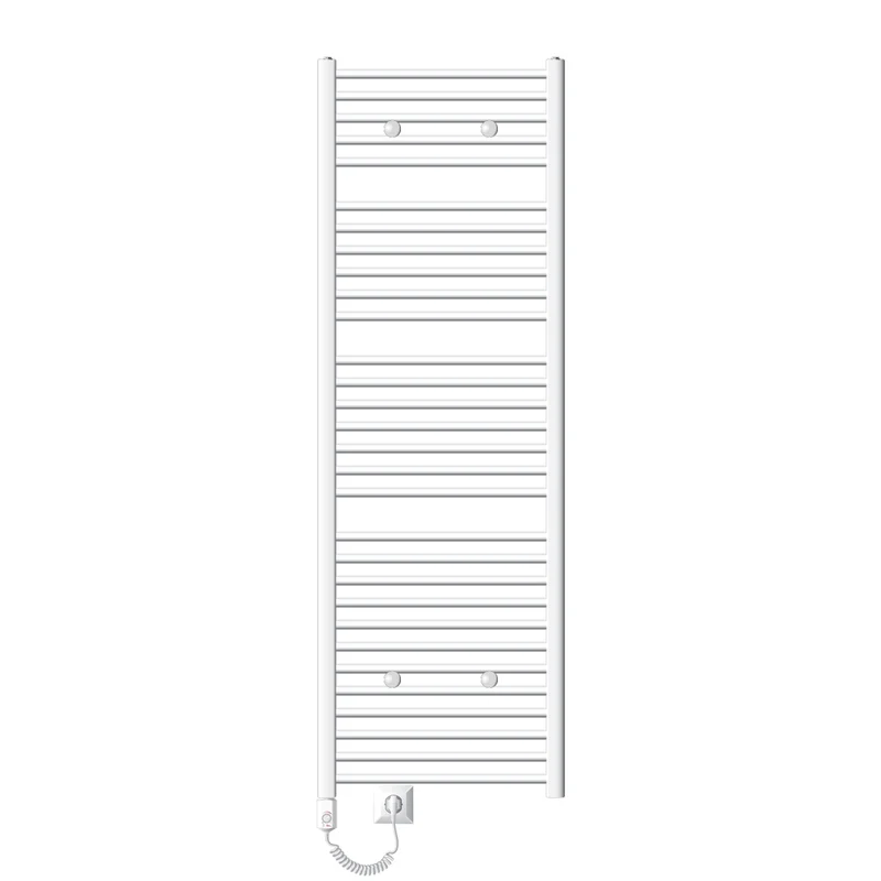 Elektrischer Badheizkörper mit Heizstab 1200W 600x1800 mm Weiß gebogen mit Seitenanschluss LuxeBath