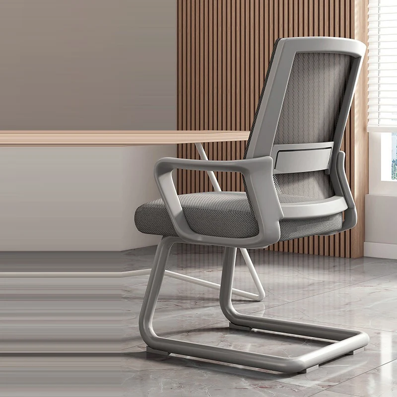 Modern Minimalist Rectangular Bow-Shaped Mesh Fabric Microfiber Leather Solid Wood PP Steel Desk Chair Backrest Armrest For Home Office