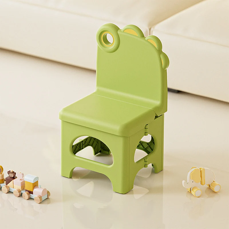 Contemporary Creative Curved Mini Dinosaur Design PP Foldable Kids Dining Chair Backrest Armless For Dining Room & Kitchen