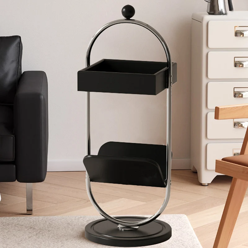 Contemporary Nordic Oval Round Solid Wood Stainless Steel Side Table 2-Tier For Living Room