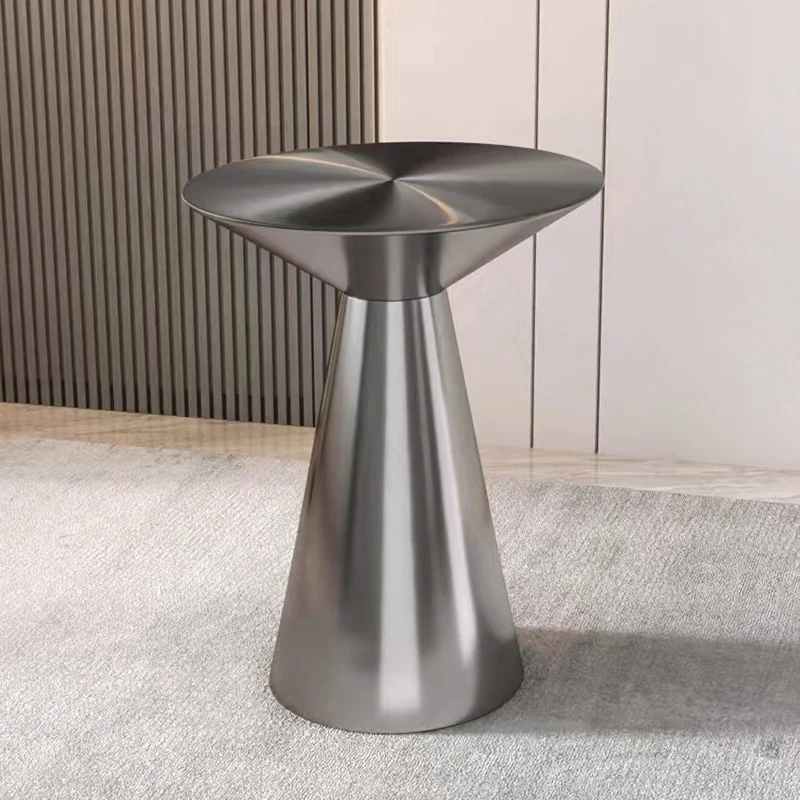 Modern Minimalist Stainless Steel Mushroom-Shaped Round Coffee Table 1-Tier For Living Room & Cafe