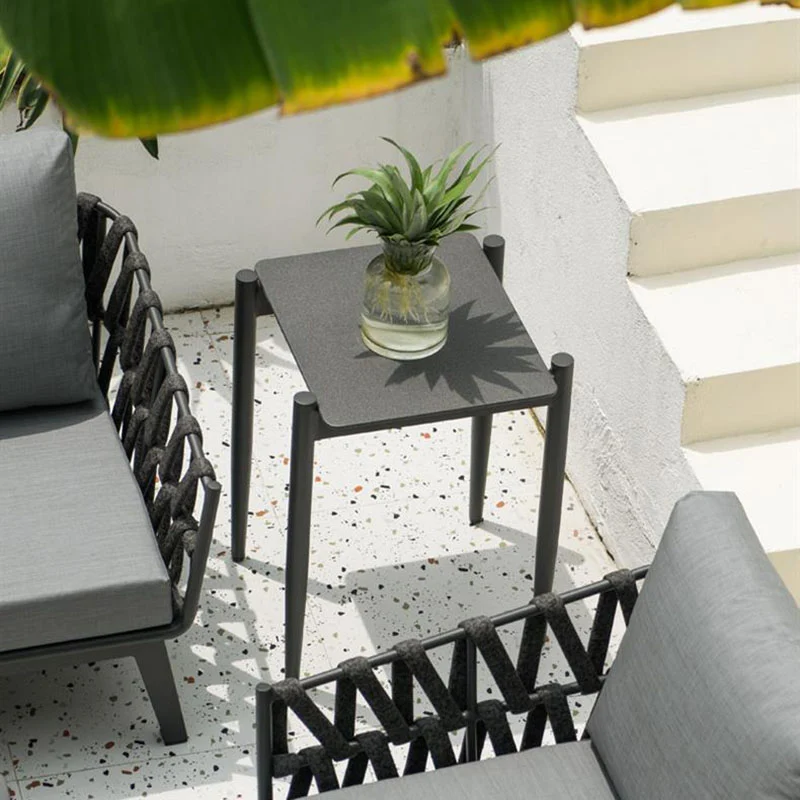 Industrial Style Sturdy Outdoor Coffee Table - 4-Leg Stability Strong Foundation For Balcony & Garden
