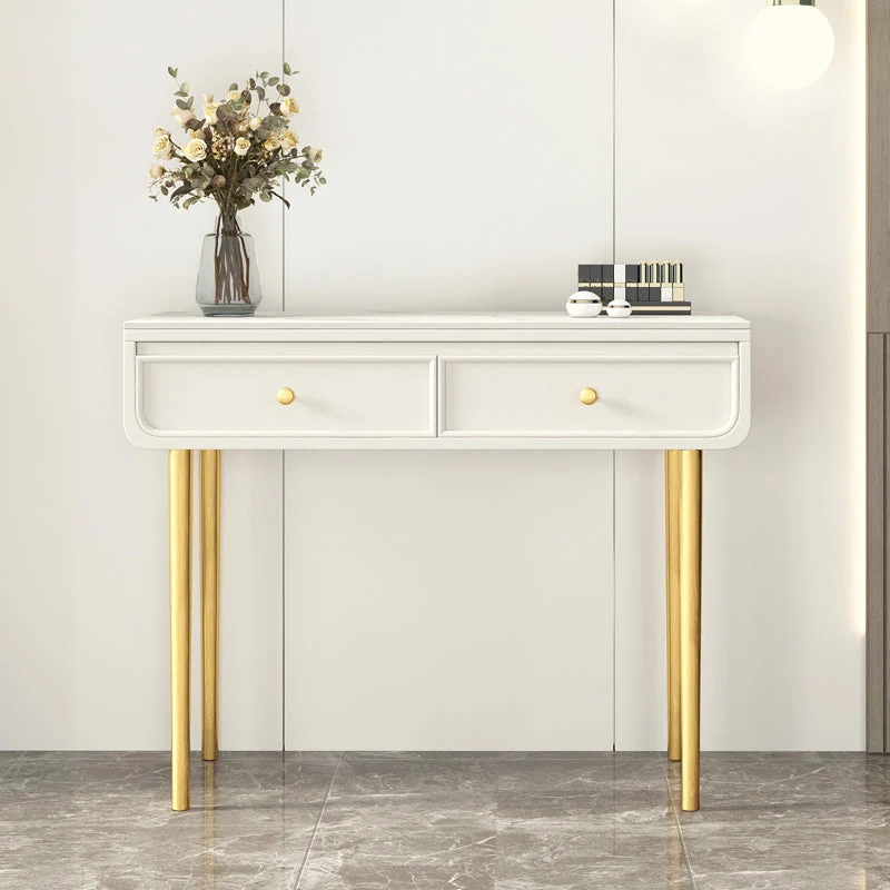 2/4-Drawers Solid Wood Dressing Table Stone Top Bedroom Make-up Vanity