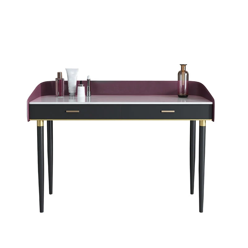 Solid Wood Vanity Luxurious Stone Top Dressing Table in Purple