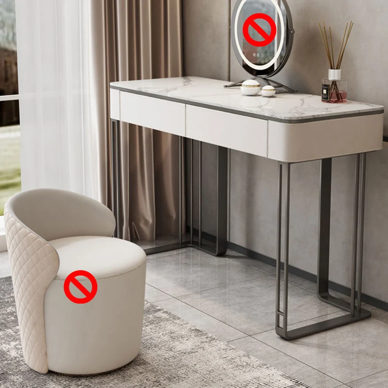 Modern Double Drawers Vanity Dressing Table Slate Makeup Vanity Set