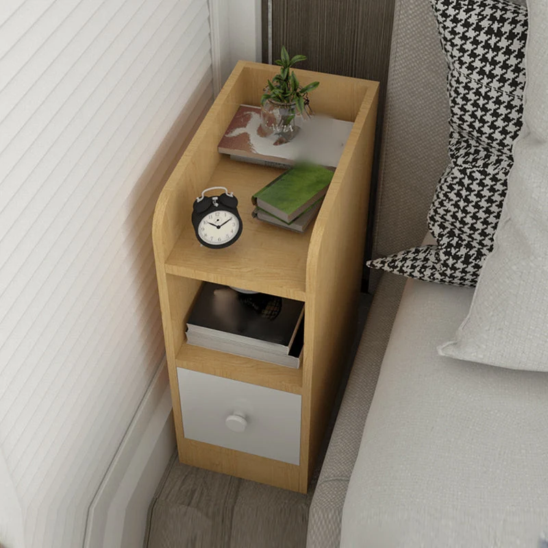 Modern Open Storage Night Table Drawer Storage Imitation Wood Nightstand