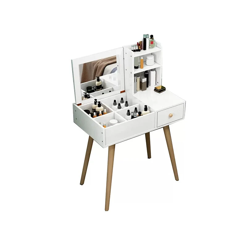 Modern Wood Flip-top Vanity Set 29.53" H Vanity Desk in White