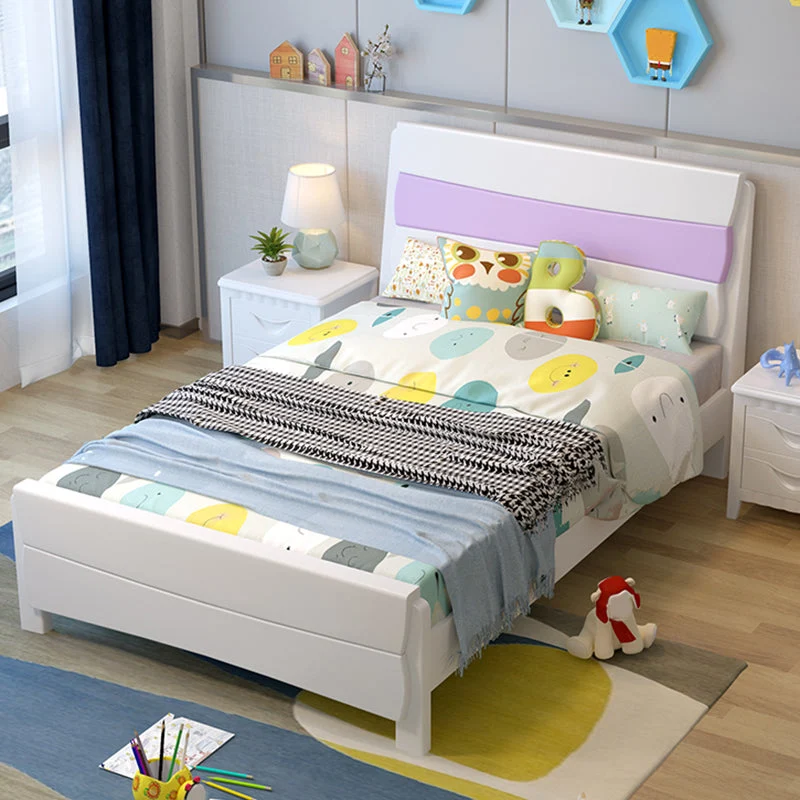 Contemporary Wood Panel Standard Bed, Rectangular Headboard Bed