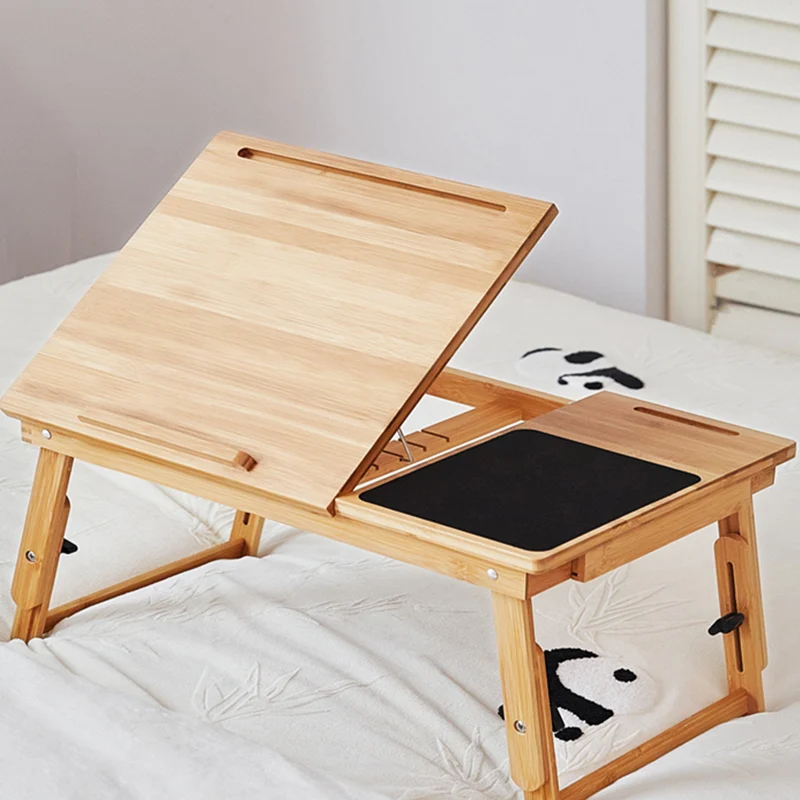 Adjustable Foldable Bamboo Bed Desks - Simplicity Ergonomic Laptop Table For Bedroom & Study