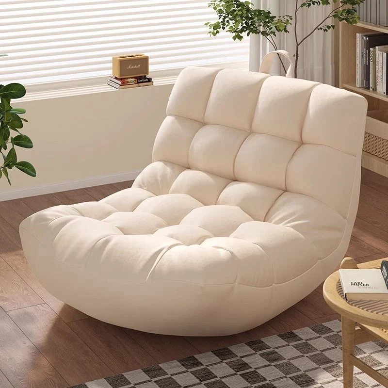Contemporary Scandinavian Synthetic Fabric EPS Plaid Rectangular Curved Accent Chair With Backrest For Living Room