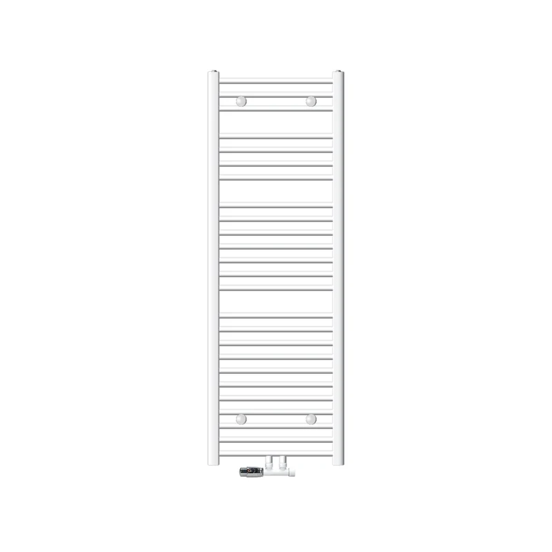 Badheizkörper Mittelanschluss 500x1500 mm Weiß gebogen mit Wand Anschlussgarnitur LuxeBath