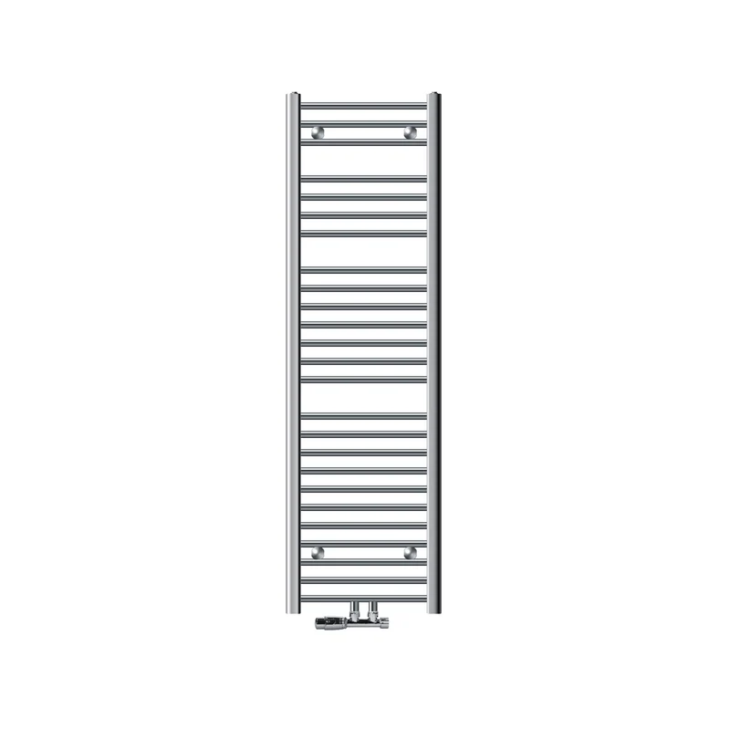 Badheizkörper Mittelanschluss 400x1500 mm Chrome gebogen mit Wand Anschlussgarnitur LuxeBath