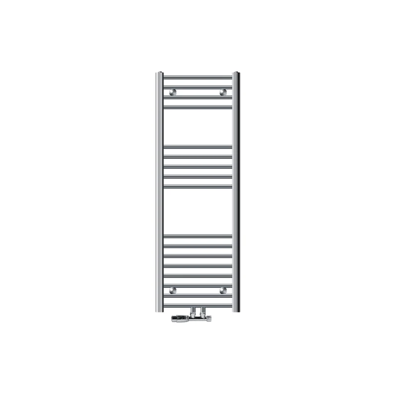 Badheizkörper Mittelanschluss 400x1200 mm Chrome gebogen mit Wand Anschlussgarnitur LuxeBath
