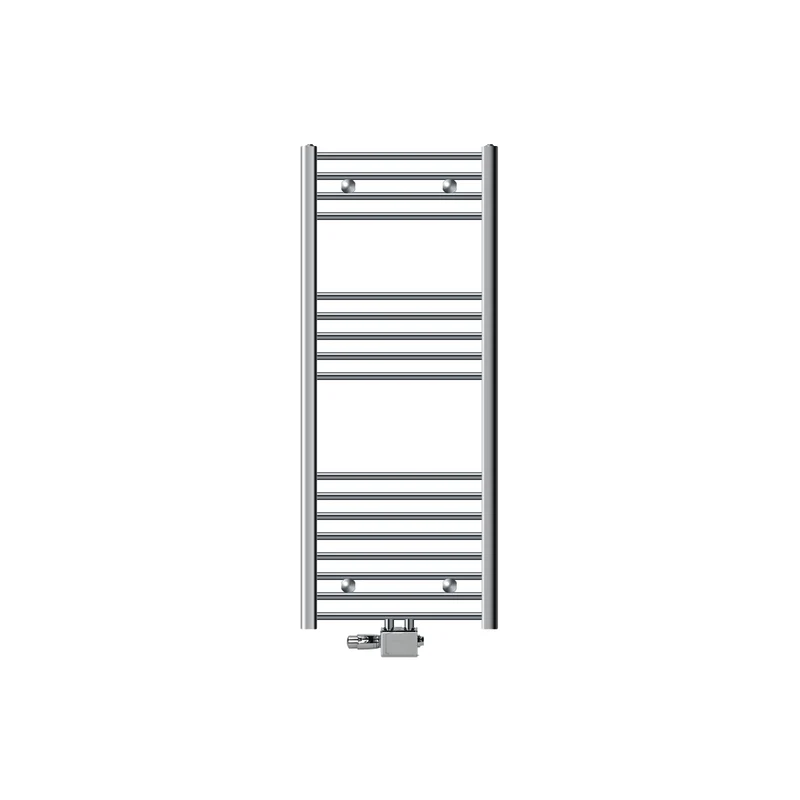 Badheizkörper Mittelanschluss 500x1200 mm Chrome gebogen mit Universale Anschlussgarnitur