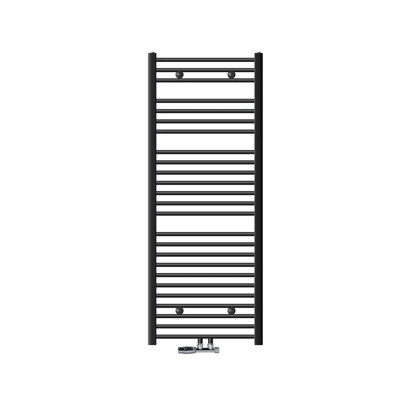 Badheizkörper Mittelanschluss 600x1500 mm Anthrazit gebogen mit Wand Anschlussgarnitur LuxeBath