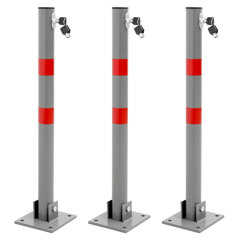 3er Set Klappbare Parkpfosten 71 cm Anthrazit aus Stahl