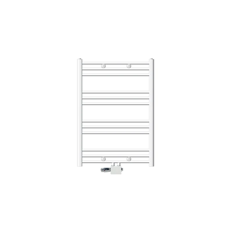 Badheizkörper 750x800 mm Weiß, gebogen, Universale Anschlussgarnitur