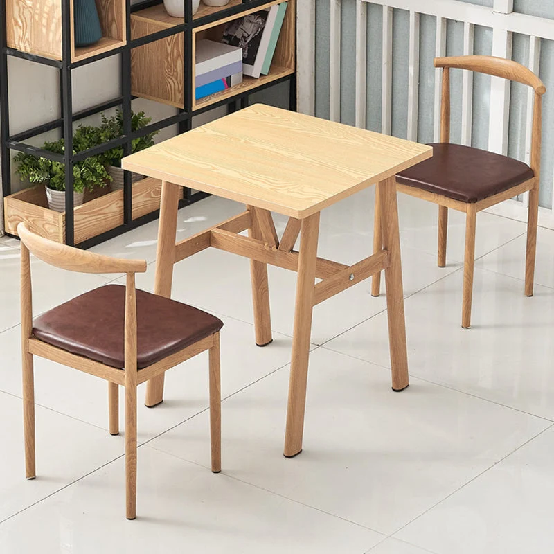 Contemporary Home Dining Table with Steel Trestle for 2-4 People