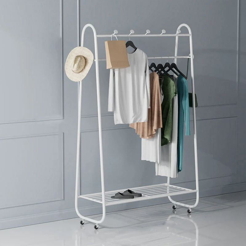 Modern Coat Rack Metal Storage Shelf Free Standing Hooks Coat Hanger