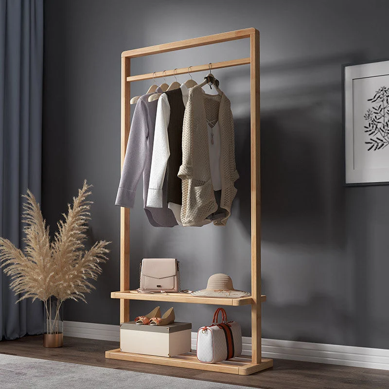 Traditional Coat Rack Free Standing Solid Wood Hooks Design Coat Rack With Shelves