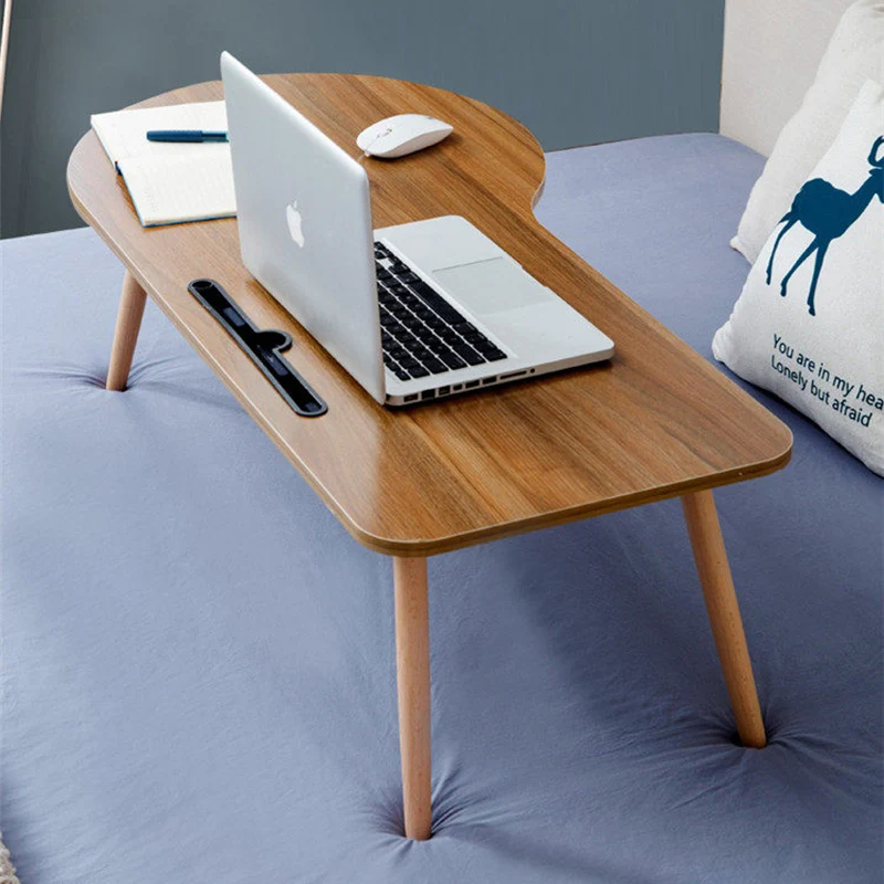Contemporary Scandinavian Plywood Beech Wood Curved Folding Desk For Bedroom
