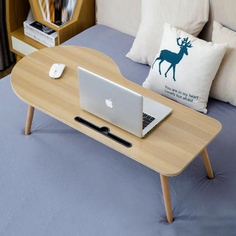 Contemporary Scandinavian Plywood Beech Wood Curved Folding Desk For Bedroom