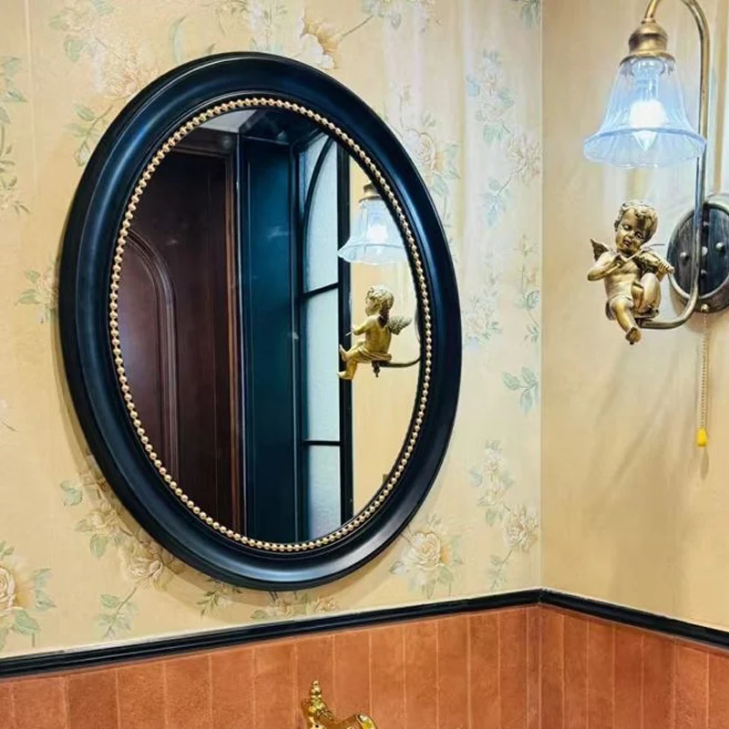 Traditional French Oval Glass Plastic Wall Mirror For Bathroom