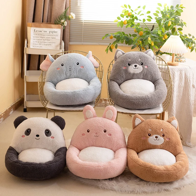 Contemporary Creative Velvet PP Cotton Ellipse Cartoon Animals Cushion Sofa Backrest For Living Room & Bedroom
