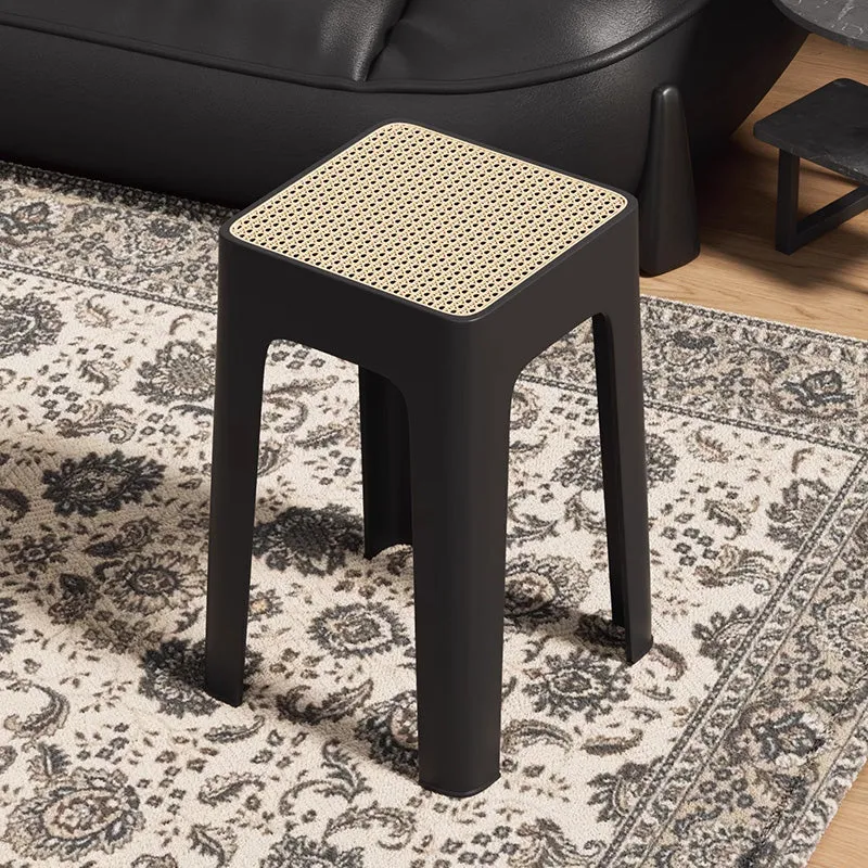 Modern Mid-Century Plastic Square Stackable Dining Chair With Comfortable Seat For Dining Room & Kitchen
