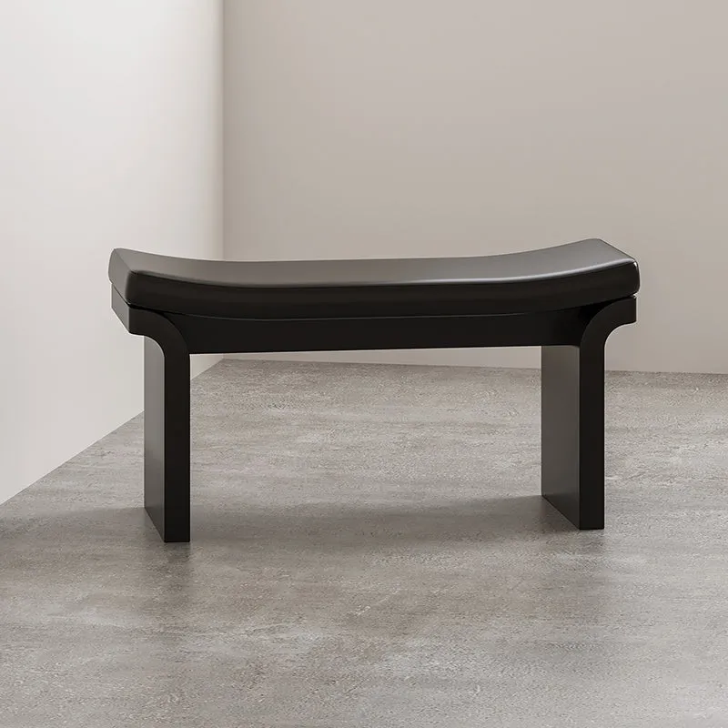 Modern Minimalist Arc Edge Rectangular PU Leather Plywood Entryway Low Stool Backless Armless For Hallway