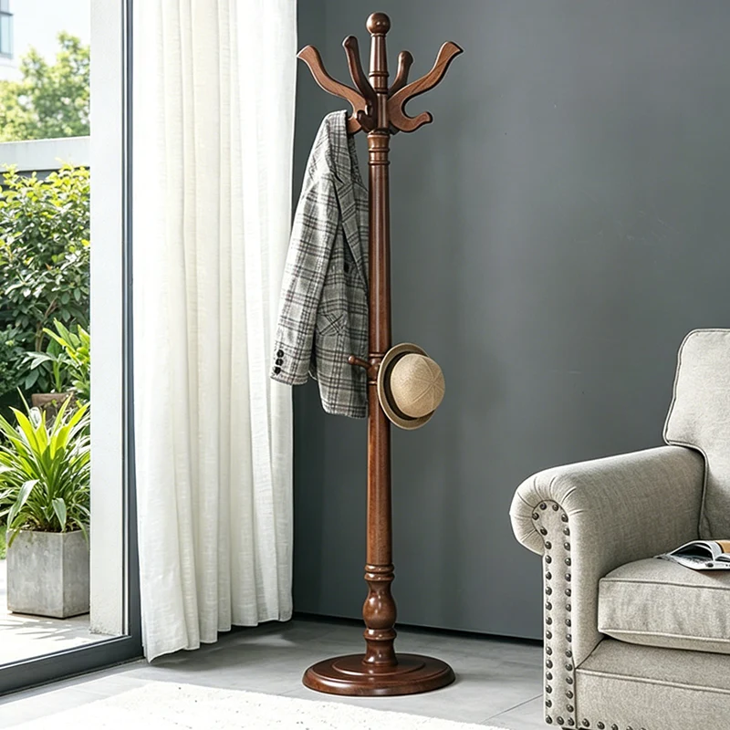 Traditional Vintage Carved Freestanding Coat Rack With Curved Hooks - Birch Wood MDF Hall Tree For Entryway & Bedroom