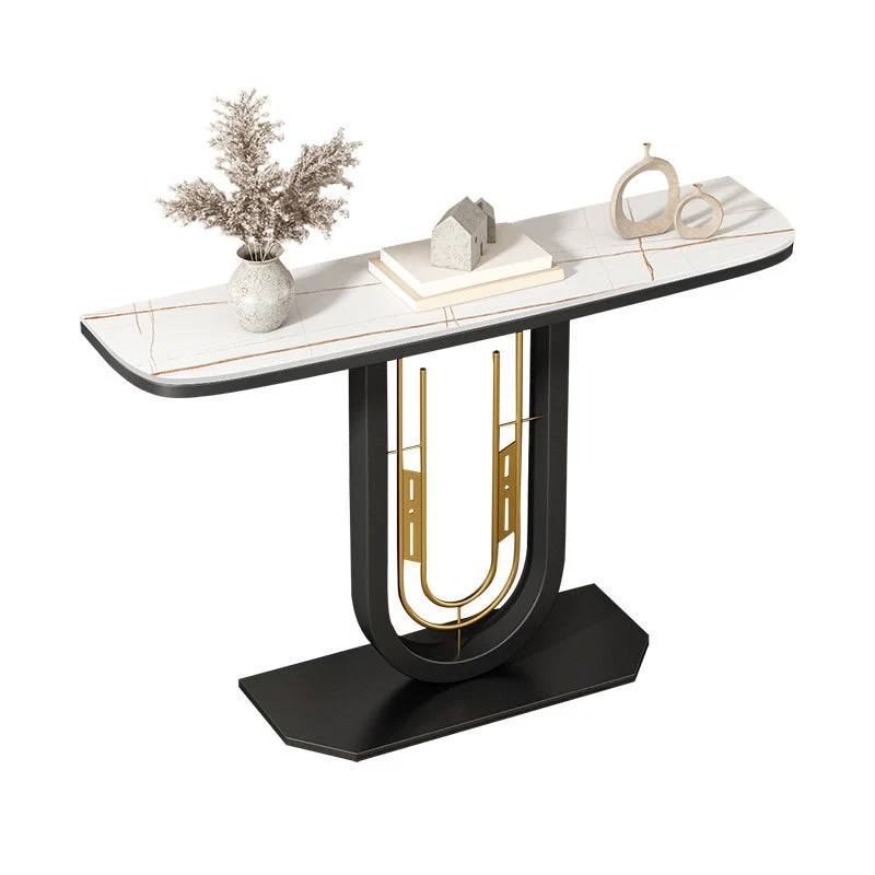 Glam Console Table Half Moon Antique Finish Console Sofa Table