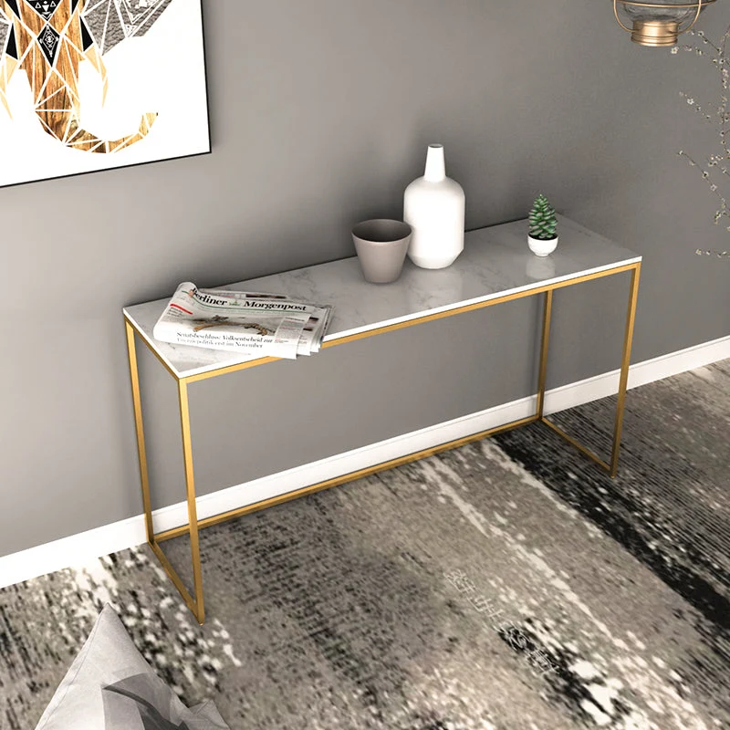 Glam Marble Rectangle Sofa Table Scratch Resistant Stain Resistant Accent Table