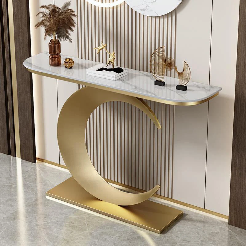 Marble Glam Console Accent Table Antique Finish Sofa Console Table