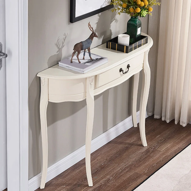 Mid-Century Modern Console Table Half Moon 4 Legs Rubbered Wood Sofa Console Table
