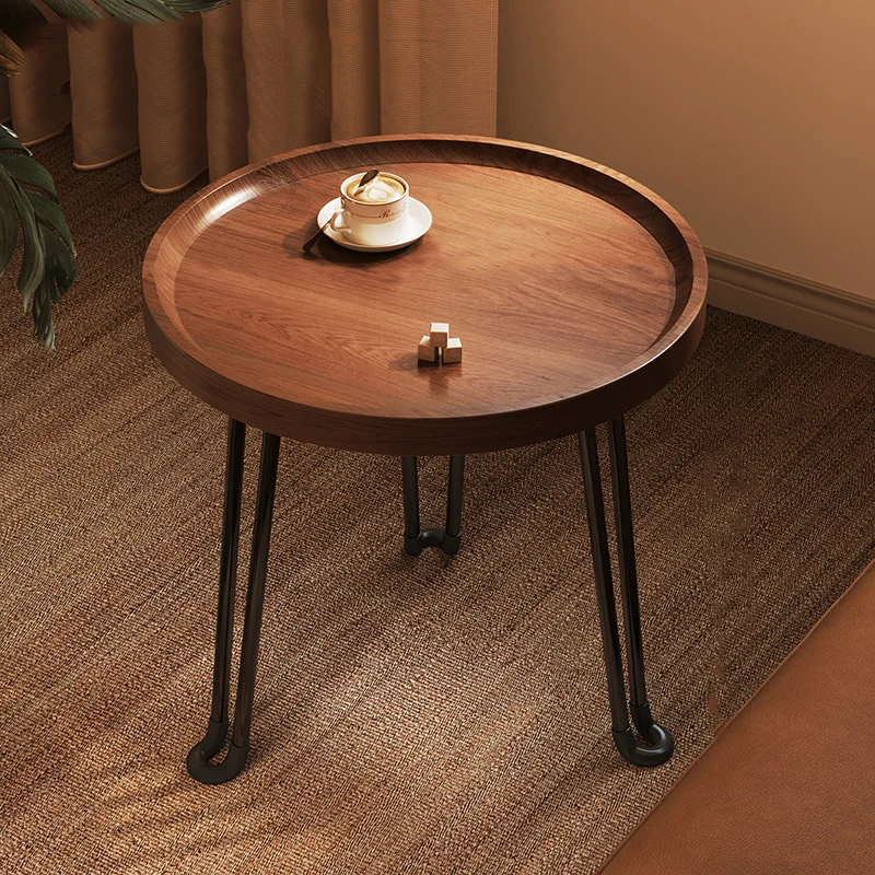 Modern Minimalist Round Flower-shaped MDF Iron Foldable Coffee Table For Living Room