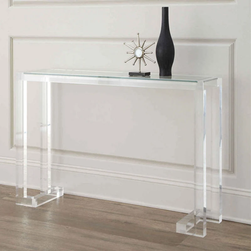 Acrylic Rectangle Accent Table Modern 1-shelf Console Table for Hall