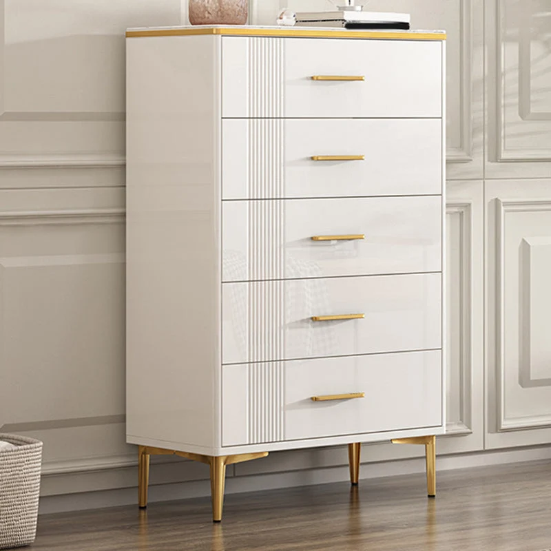 Glam Stone Storage Chest Bedroom 11.8" Wide Chest in White with Drawers
