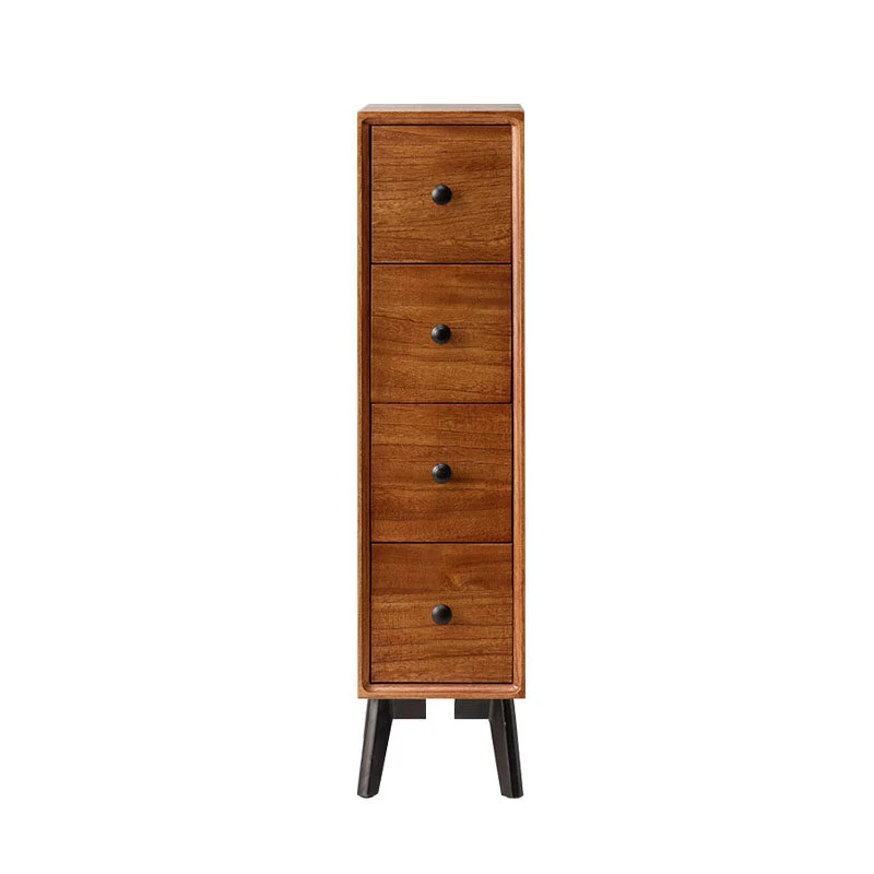 Modern Wooden Lingerie Chest Bedside Vertical Storage Chest in White and Brown