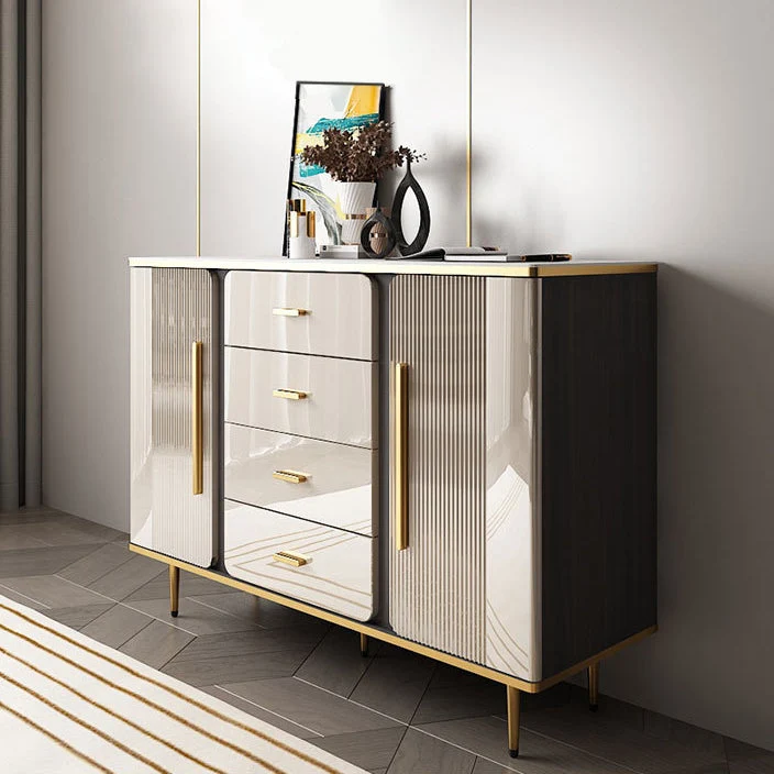 Glam Combo Dresser Wood Storage Chest Dresser with Metal Feet for Bedroom