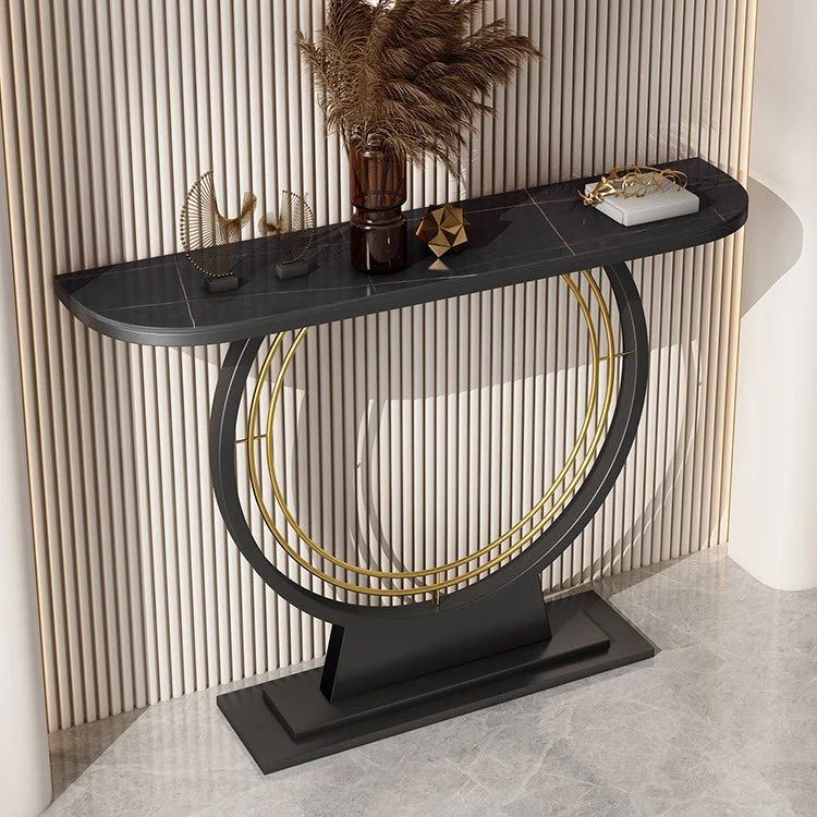 Glam Console Table Scratch Resistant Half Moon Console Table