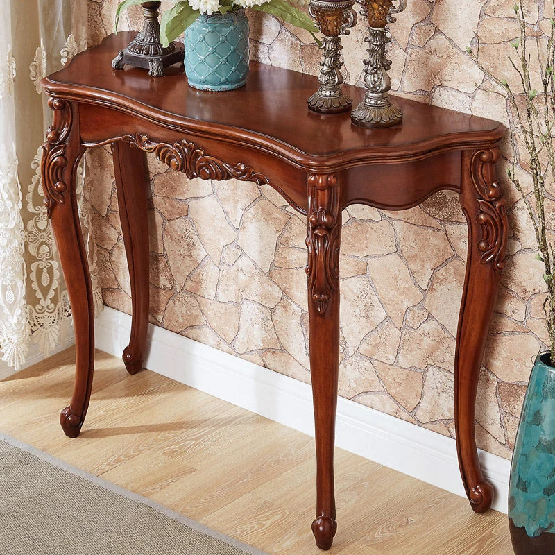 4 Legs Wood Half Moon Stain Resistant Console Table for Hall